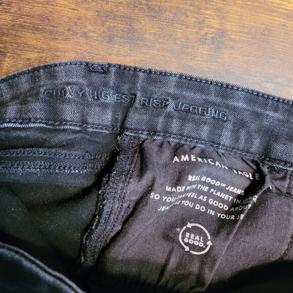 American Eagle Jeans 4 S Jegging Curvy Next Level Stretch Highest Rise Black - Picture 5 of 12
